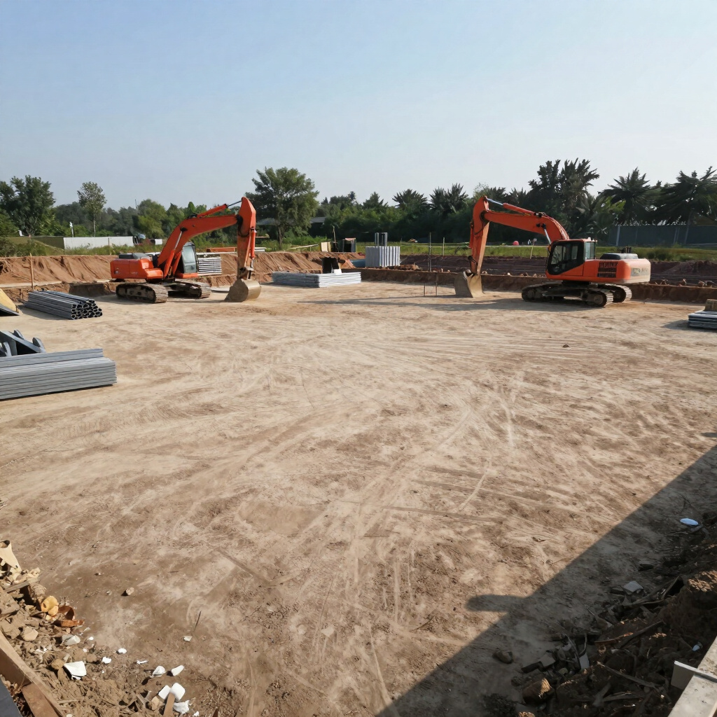 Cleared site with excavators ready for next trade