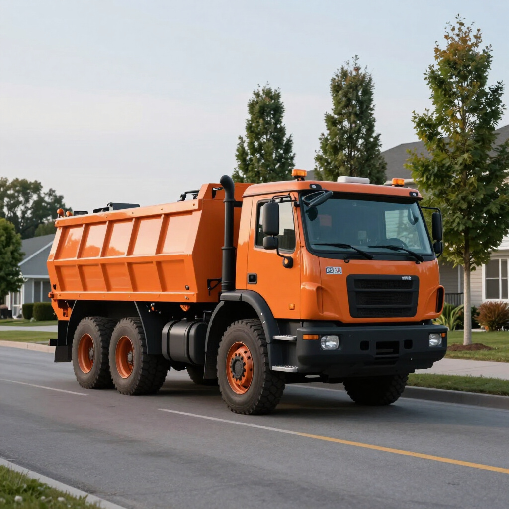 Thivierge Goods & Services dump truck on a residential Ottawa street